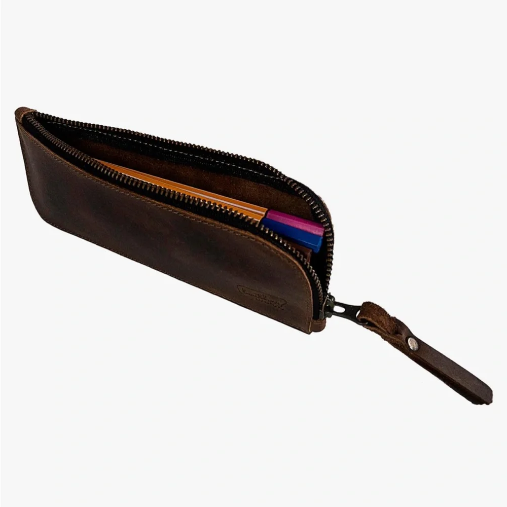 Leather Worx Full Grain Leather Pencil Pouch